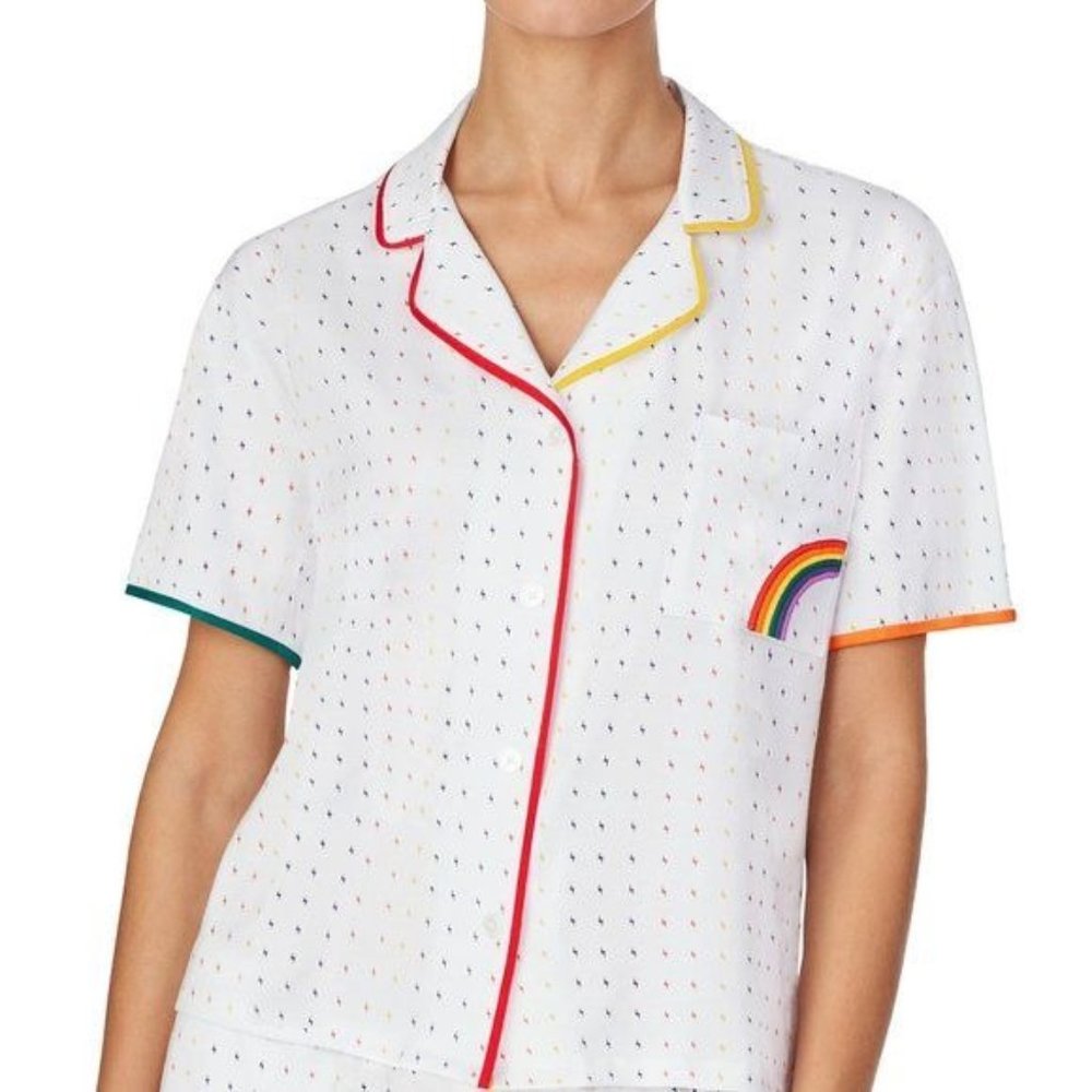 ROOM SERVICE PJS Pajamas Rainbow Shirt Pajama Top Jacket
